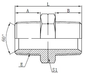 Hydrauliske PT-mannlige adaptere Tegning